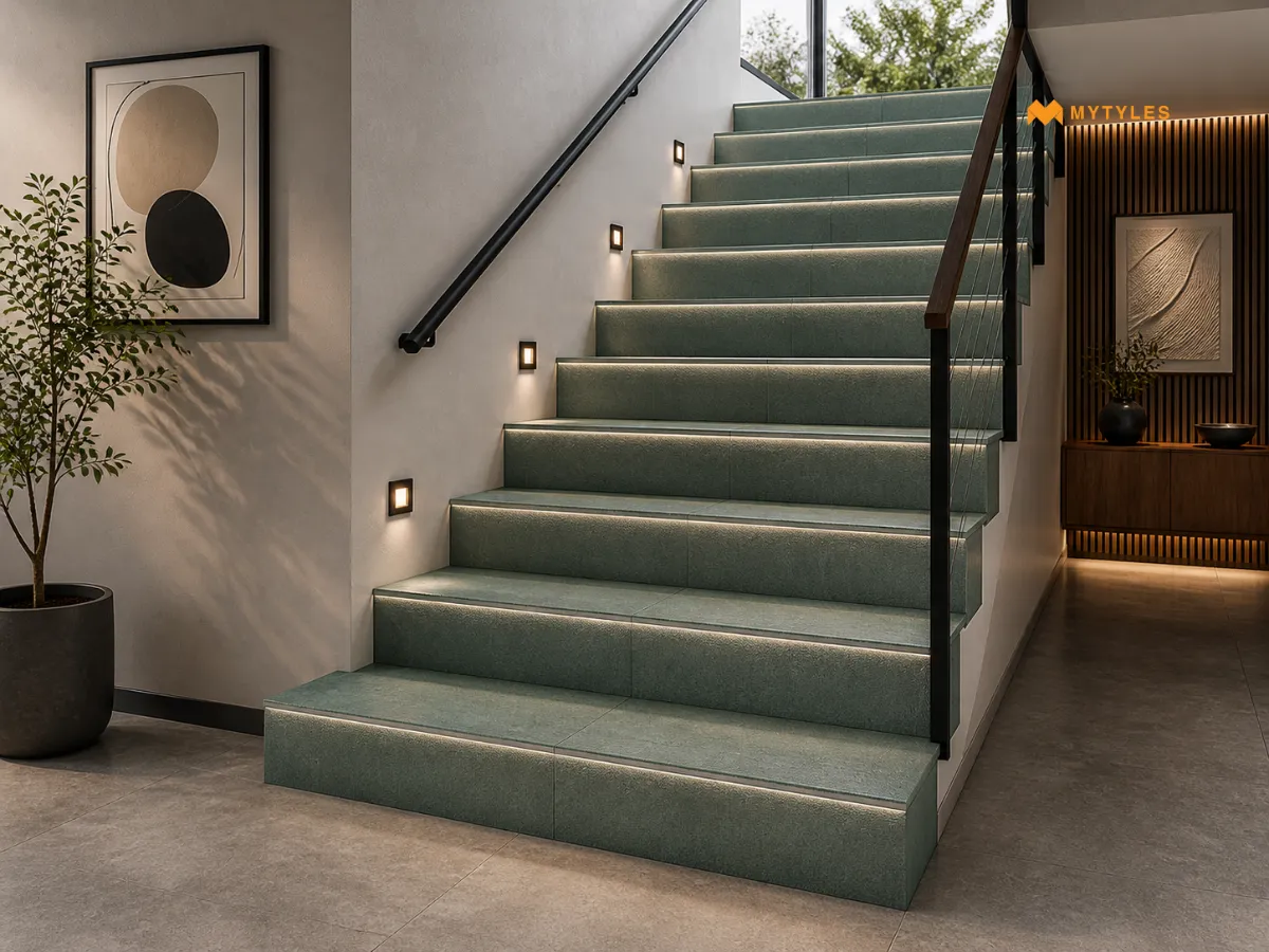 Vitrified Green Stair Tiles